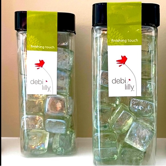 Debi Lilly Other - 2 Vase Filler Stones Clear Glass Ice Cubes Floral Arrangements Decor Bowls